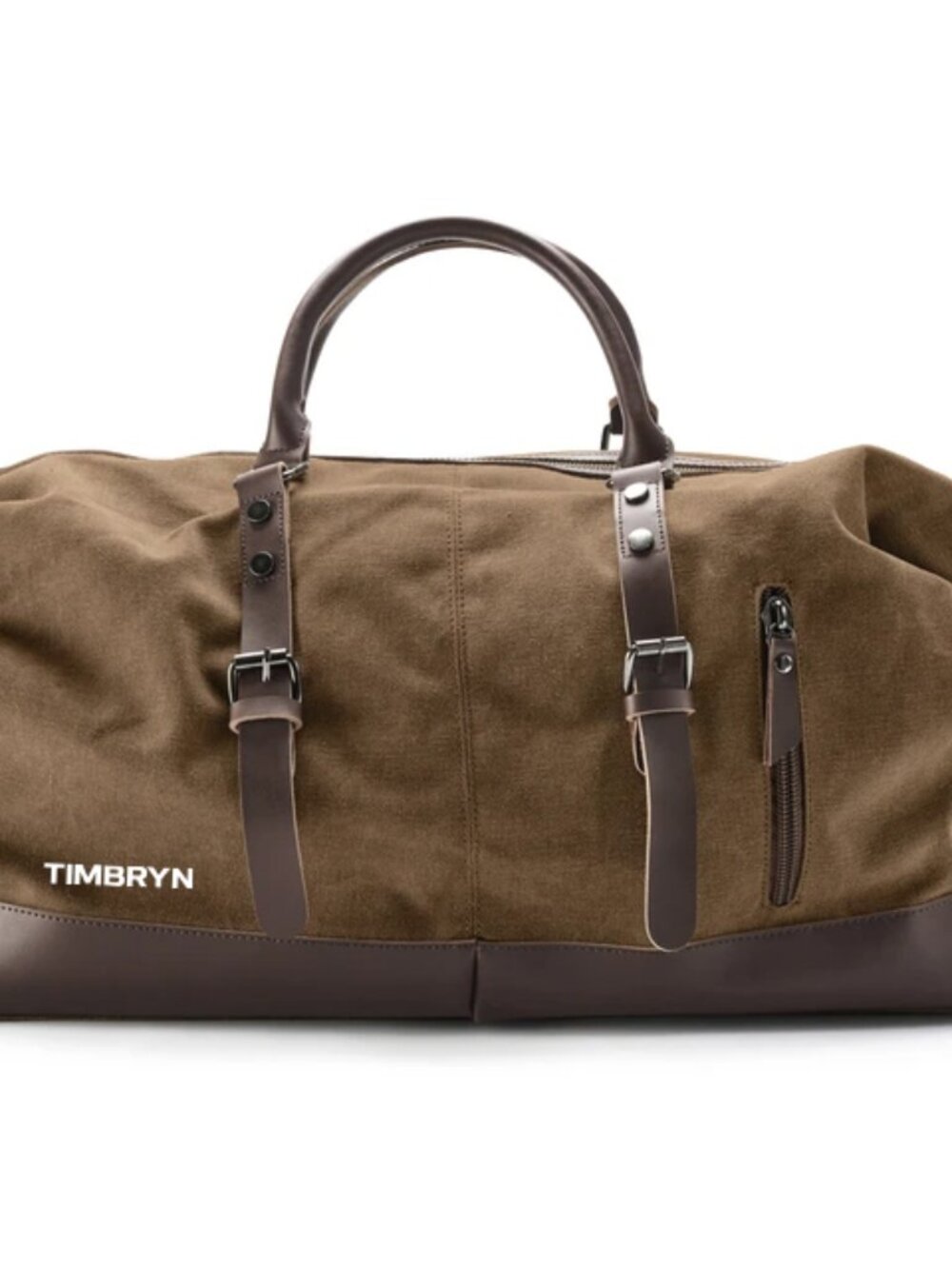 TIMBRYN Large Canvas & Leather Weekend Duffle Bag – Men's Vintage Travel CarryOn - Picture 14 of 17